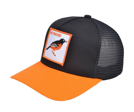 Baltimore Baseball Cap - Patch Netted Snapback Adjustable Trucker Hat