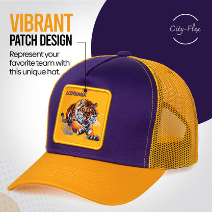 LSU College Baseball Cap - Patch Netted Snapback Adjustable Trucker Hat