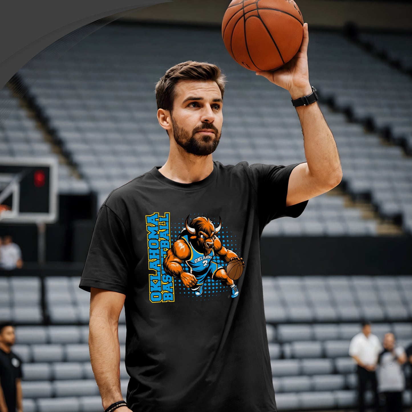 Oklahoma City Black Basketball Fan Mascot T-Shirt