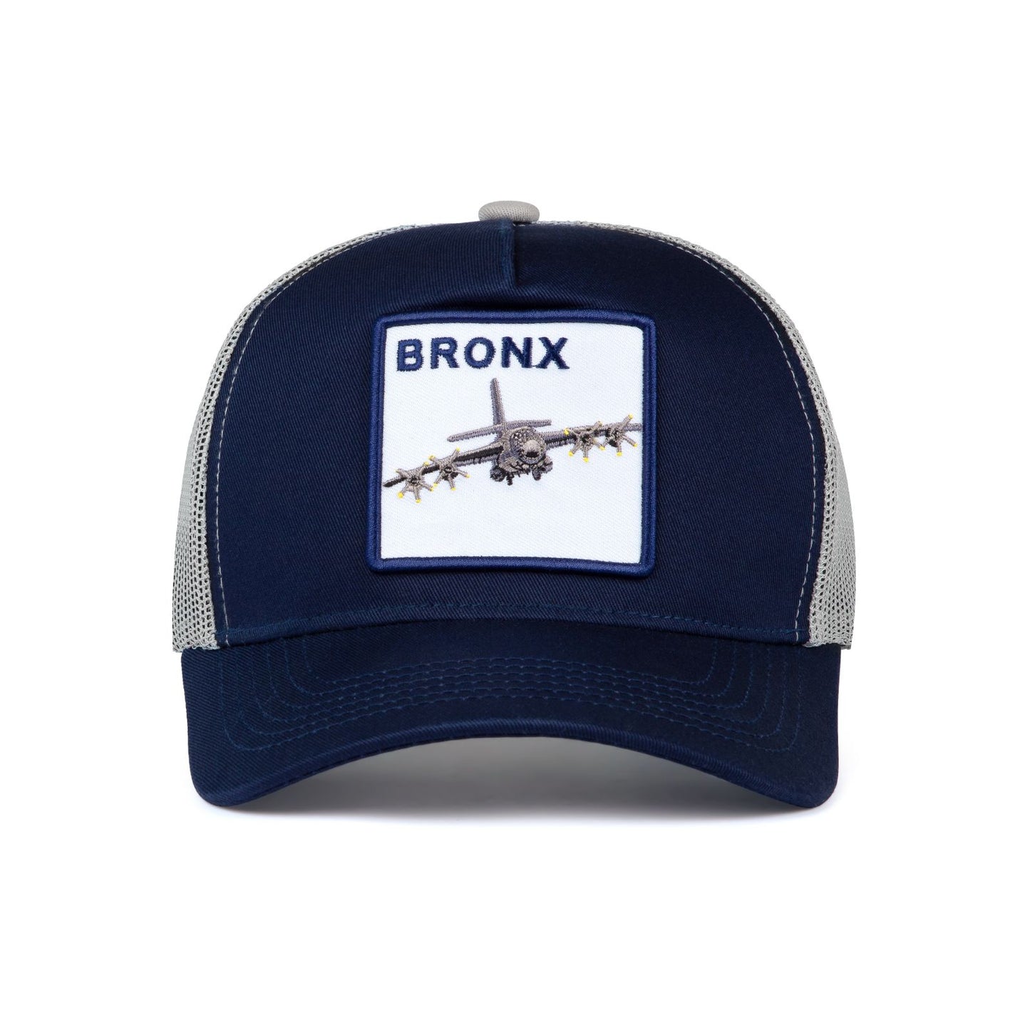 New York Y Baseball Cap - Patch Netted Snapback Adjustable Trucker Hat (Navy/Grey - Bronx)