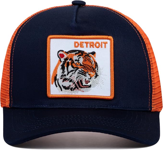 Detroit Baseball Cap - Patch Netted Snapback Adjustable Trucker Hat