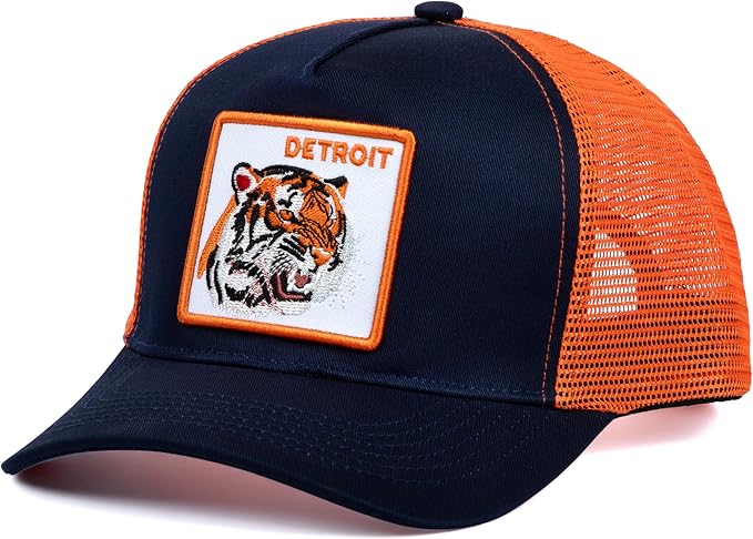 Detroit Baseball Cap - Patch Netted Snapback Adjustable Trucker Hat