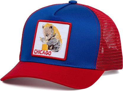 Chicago Baseball Cap - Patch Netted Snapback Adjustable Trucker Hat