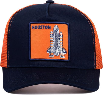 Houston Baseball Cap - Patch Netted Snapback Adjustable Trucker Hat