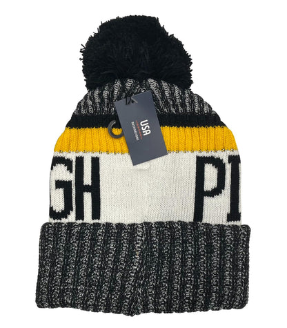 Pittsburgh Knit Pom Pom Beanie Hat Black/White