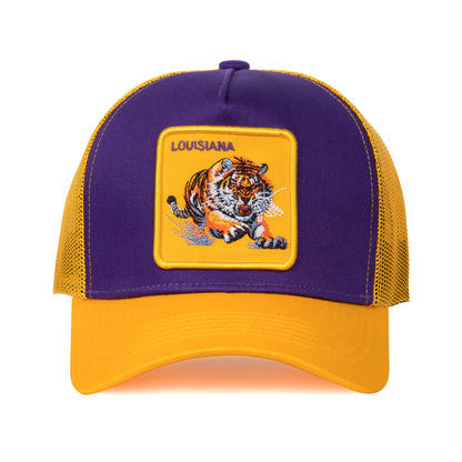 LSU College Baseball Cap - Patch Netted Snapback Adjustable Trucker Hat