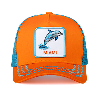 Miami Football - Baseball Cap - Patch Netted Snapback Adjustable Trucker Hat